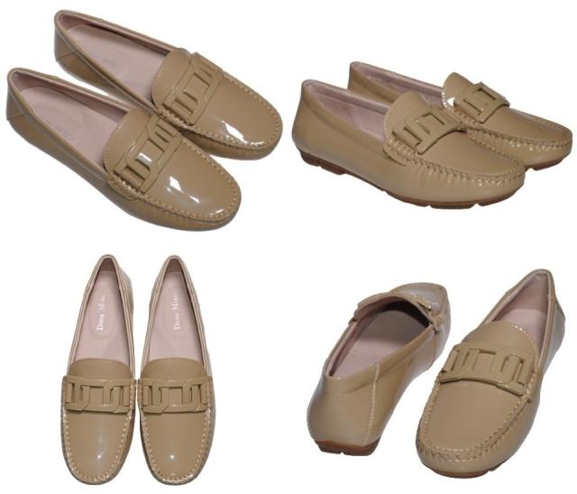 【靴のHOSHIKAWA】  『Dona Miss 10029-1』 21.5cm〜25cm レディース ドナミス ローファー エナメル ホワイト フラット スクエアトウ 低反発クッション 本革