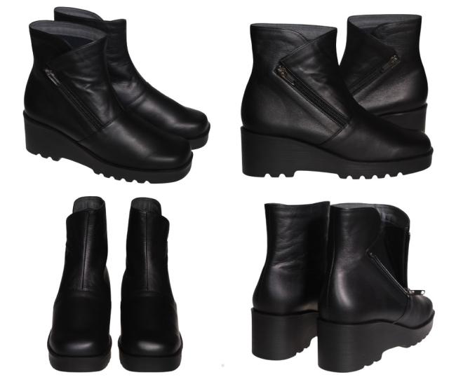 【靴のHOSHIKAWA】  『Dona Miss 22524』 21.5cm〜24.5cm EEE ドナミス ミドルブーツ レディース パープル サイドファスナー 厚底 国産 本革 秋冬