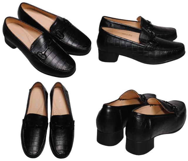 【靴のHOSHIKAWA】  『Dona Miss 2301-3』 22cm〜24.5cm レディース ドナミス ローファー カジュアル レディース ヒール スクエアトウ 低反発クッション 本革