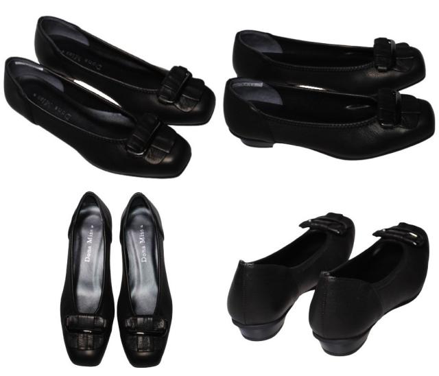 【靴のHOSHIKAWA】  『Dona Miss 3037』 21.5cm〜25cm EEE ドナミス パンプス レディース ライトグレー バックル ローヒール 国産 本革 秋冬