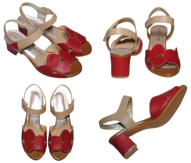 【靴のHOSHIKAWA】  『Dona Miss 6044』 ドナミス バックバンドサンダル 21.5cm〜24.5cm EEE レッド レディース ヒール マジックテープ 国産 本革 春夏
