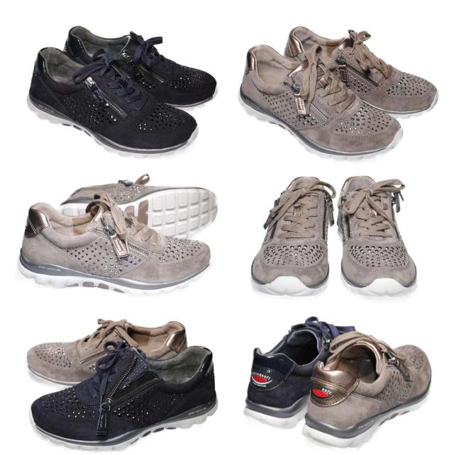 【靴のHOSHIKAWA】  『Gabor 96968』 ガボール レザースニーカー 23cm〜24.5cm EEE ネイビー レディース レースアップ 本革