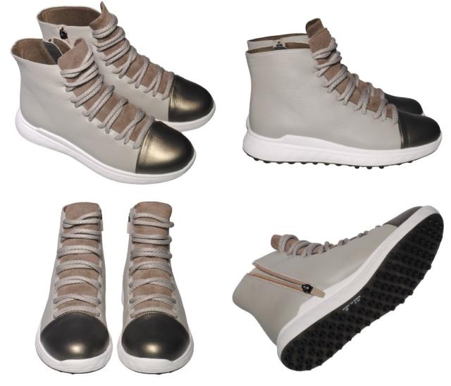 【靴のHOSHIKAWA】  『hatchi 0619』 ハッチ ショートブーツ 22.5cm〜24.5cm EEEE ブーツ サイドファスナー レディース グレー 本革 国産 秋冬