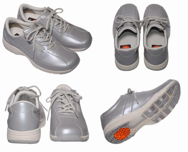 【靴のHOSHIKAWA】  『Medical Walk LF』 アサヒ メディカルウォーク 21.5cm〜25cm EEEE レディース シルバー カジュアルシューズ レースアップ 天然皮革 SHM