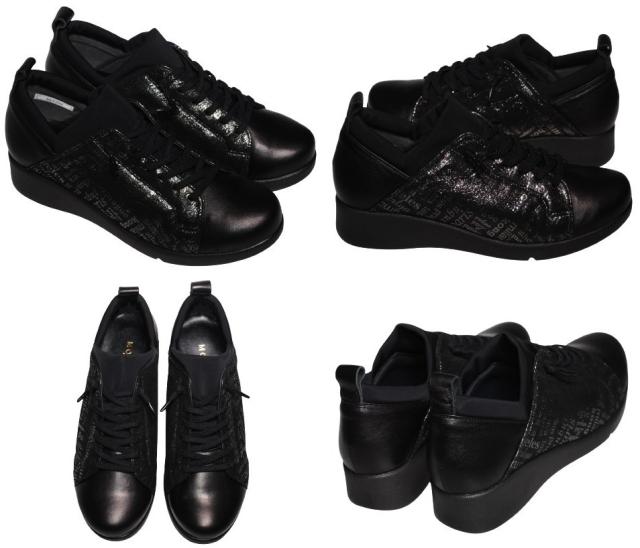 【靴のHOSHIKAWA】  『Monet 883204』 モネ カジュアルシューズ 21.5cm〜24.5cm EEEE レザースニーカー ブラック ストレッチ スリッポン 牛革 日本製