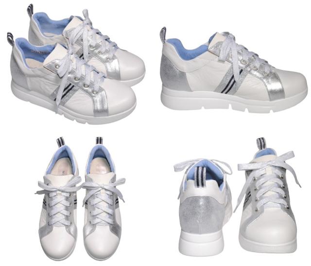 【靴のHOSHIKAWA】  『Monet 241300』 モネ カジュアルシューズ 21.5cm〜25cm EEEE レザースニーカー グリーン レースアップ 厚底 牛革 日本製