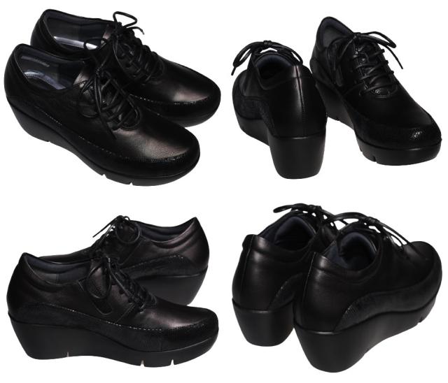 【靴のHOSHIKAWA】  『Monet 881311』 モネ スニーカー 21.5cm〜24.5cm EEE カジュアル ブラック ゴムレース コンフォート 日本製 本革