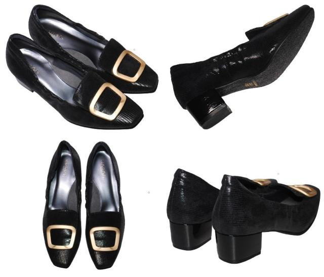 【靴のHOSHIKAWA】  『MONET 883305』 モネ パンプス 21.5cm〜24.5cm EEE グレージュ レディース ローヒール カジュアル エレガント エナメル 本革 国産 春夏