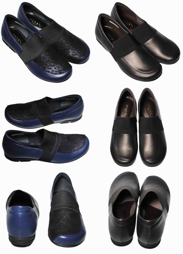 【靴のHOSHIKAWA】  『MONET 88933』 モネ グレージュ 21cm〜24.5cm EEE レディース スリッポン レザーシューズ 幅広