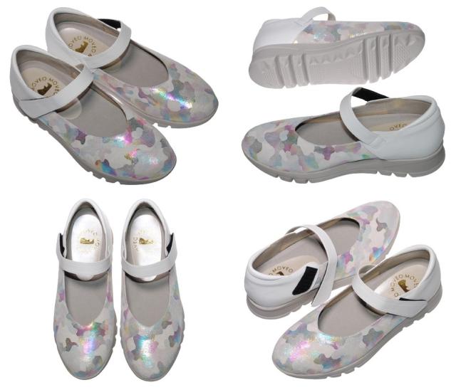 【靴のHOSHIKAWA】  『MOVEO 023』 モベオ パンプス 22cm〜24.5cm EEEE ウェッジソール マジックテープ グレー 日本製 本革 軽量 幅広