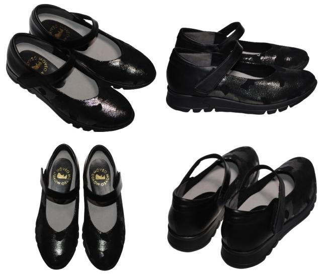 【靴のHOSHIKAWA】  『MOVEO 023』 モベオ パンプス 22cm〜24.5cm EEEE ウェッジソール マジックテープ グレー 日本製 本革 軽量 幅広