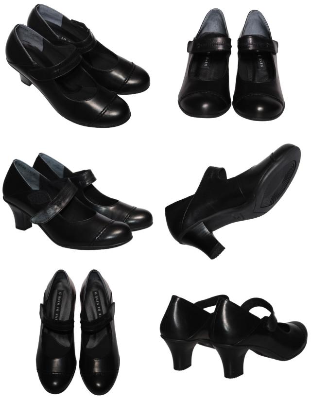 【靴のHOSHIKAWA】  『NINE DI NINE 0278』 ナインディナイン パンプス 21.5cm〜24.5cm EEE ブラック レディース ヒール 外反母趾 本革 国産