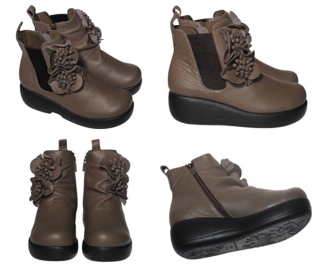 【靴のHOSHIKAWA】  『SPORTS NINE 1421』 スポーツナイン ショートブーツ 21.5cm〜24.5cm EEE レッド レディース ショート丈 厚底 ブーツ 本革 国産 秋冬