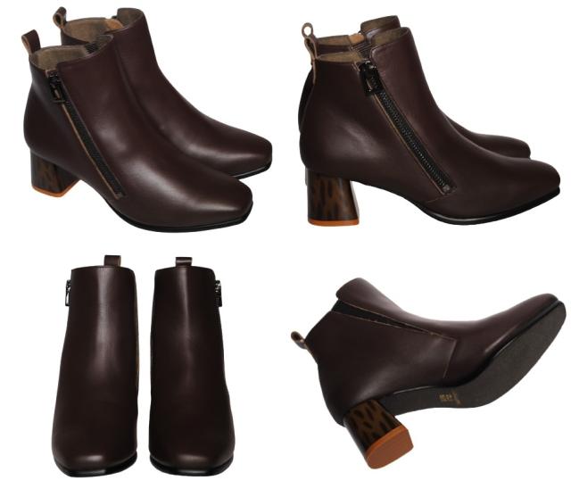 【靴のHOSHIKAWA】  『NINE DI NINE 1984』 ナインディナイン ブーツ 21.5cm〜24.5cm EEE マロンBR ショートブーツ ショート丈 ヒール 本革 国産 秋冬