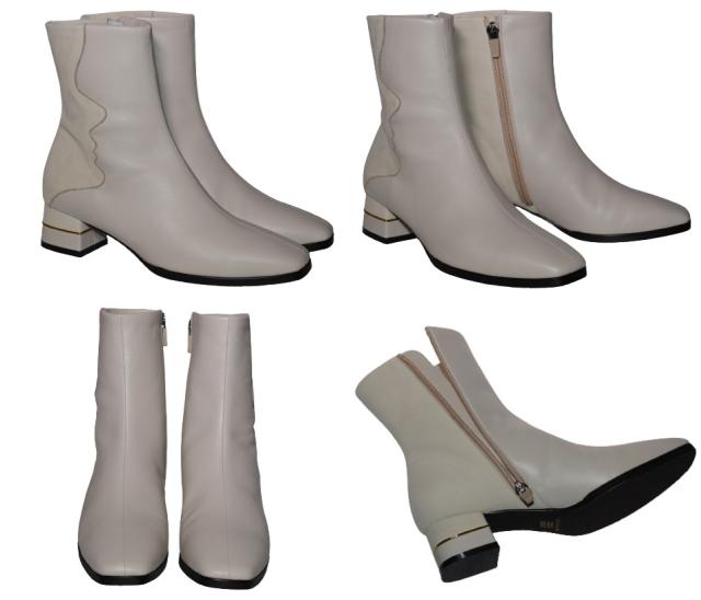 【靴のHOSHIKAWA】  『NINE DI NINE 2631』 ナインディナイン ブーツ 21.5cm〜24.5cm EEE ライトグレー ショートブーツ ショート丈 ヒール 本革 国産 秋冬