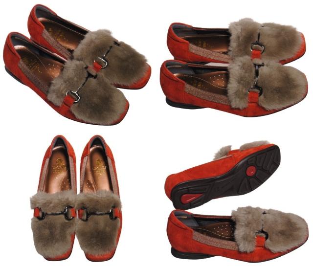 【靴のHOSHIKAWA】  『SPORTS NINE 9812』 スポーツナイン スリッポン 22cm〜24.5cm レディース オレンジ カジュアル ローファー スクエアトゥ 幅広 本革 国産 秋冬