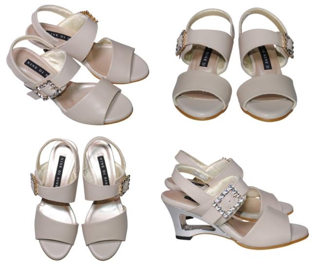 【靴のHOSHIKAWA】  『NINE DI NINE 2341』 ナインティナイン バックバンドサンダル 21.5cm〜24.5cm EEE ライトオーク ウェッジヒール 国産 本革 春夏