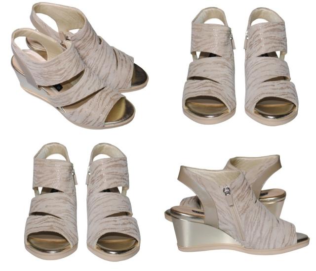 【靴のHOSHIKAWA】  『NINE DI NINE 2706』 ナインディナイン ブーツサンダル 21.5cm〜24.5cm EEE ベージュ レディース ウェッジヒール 本革 国産 春夏