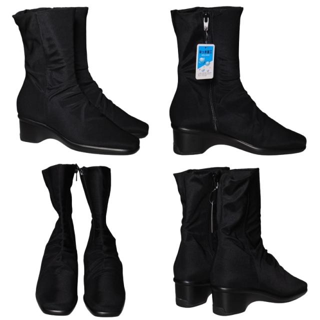 【靴のHOSHIKAWA】  『SPORTS NINE 5330』 スポーツナイン ミドルブーツ 22cm〜24.5cm EEE ブラック ブーツ 撥水加工 サイドファスナー ウェッジソール 秋冬