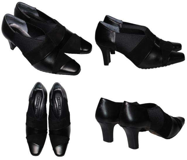 【靴のHOSHIKAWA】  『NINE DI NINE 7805』 ナインディナイン パンプス 21.5cm〜24.5cm EEE グレー レディース ヒール カジュアル 本革 国産