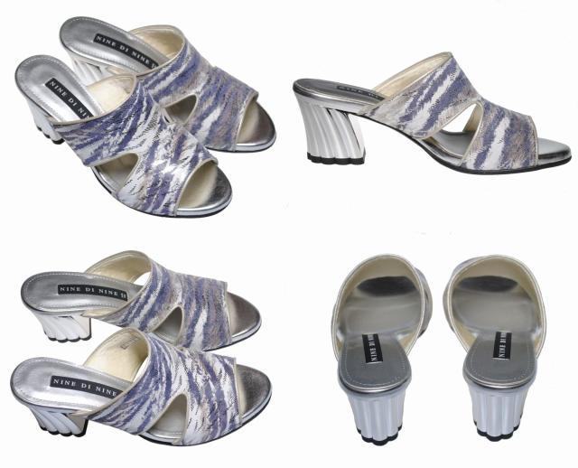 【靴のHOSHIKAWA】  『NINE DI NINE 2325』 ナインディナイン ミュール 21.5cm〜24.5cm EEE ゼブラ レディース ヒール サンダル 国産 本革