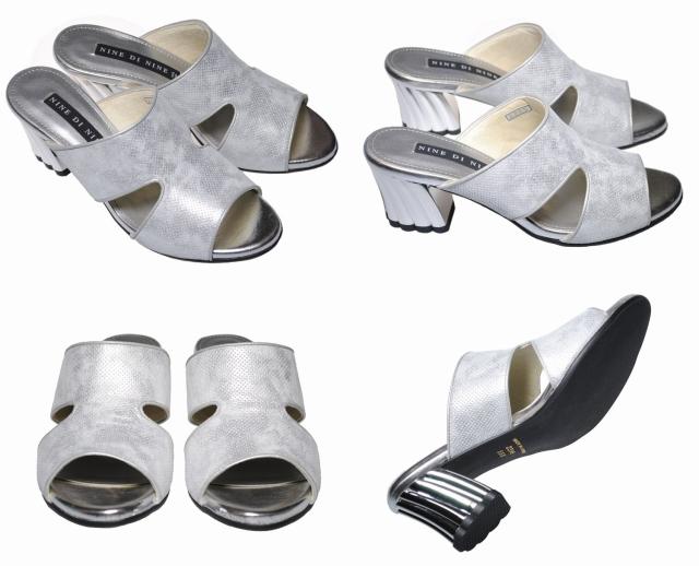 【靴のHOSHIKAWA】  『NINE DI NINE 2325』 ナインディナイン ミュール 21.5cm〜24.5cm EEE ゼブラ レディース ヒール サンダル 国産 本革