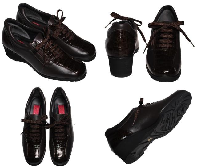 【靴のHOSHIKAWA】  『SALON DE GRES 18644』 21.5cm〜25cm EEEE サロンドグレー コンフォートシューズ ネイビー エナメル型押し 日本製 本革 幅広