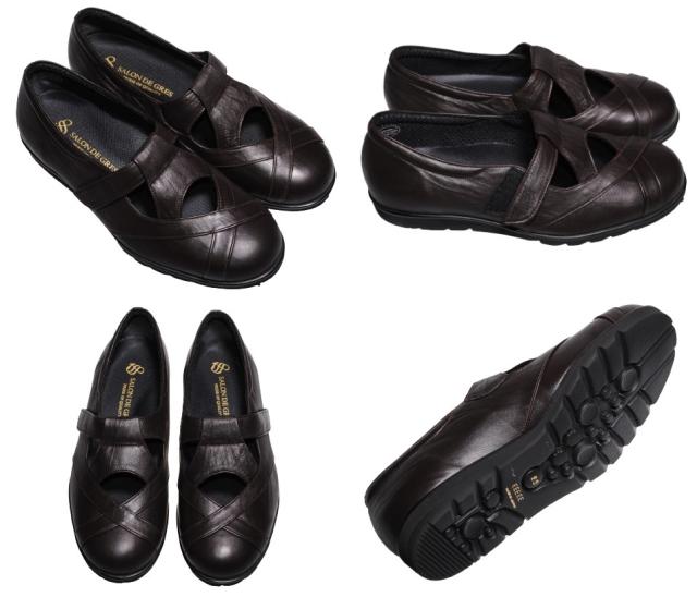 【靴のHOSHIKAWA】  『SALON DE GRES 5065』 サロンドグレー コンフォートシューズ 21.5cm〜25cm EEEEE レディース マジックテープ 日本製 牛革