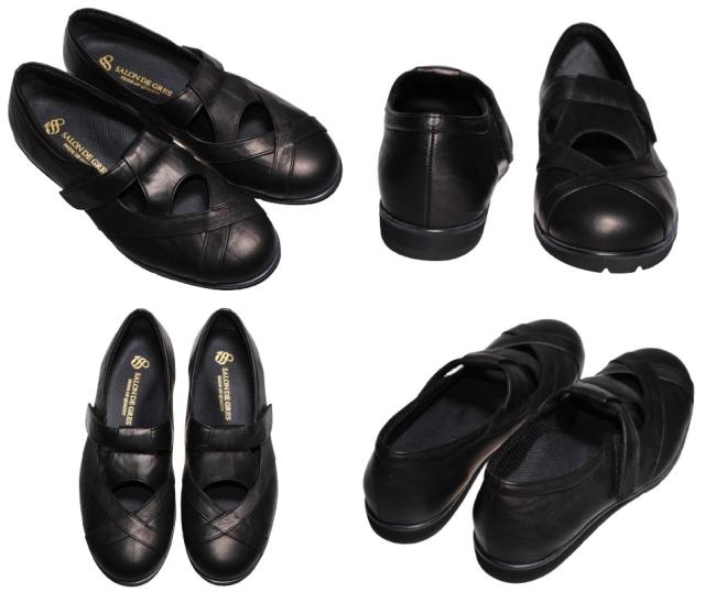 【靴のHOSHIKAWA】  『SALON DE GRES 5065』 サロンドグレー コンフォートシューズ 21.5cm〜25cm EEEEE レディース マジックテープ 日本製 牛革