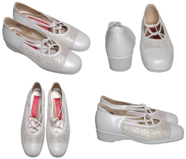 【靴のHOSHIKAWA】  『SALON DE GRES 13687』 サロンドグレー バレエシューズ 21.5cm〜25cm EEEE レディース アイボリー パンプス ウェッジソール 牛革 国産