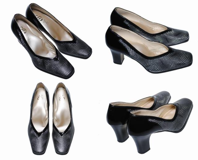【靴のHOSHIKAWA】  『SALON DE GRES 26140』 サロンドグレー ブラック 21.5cm〜24.5cm EE パンプス 牛革 コンフォート ローヒール
