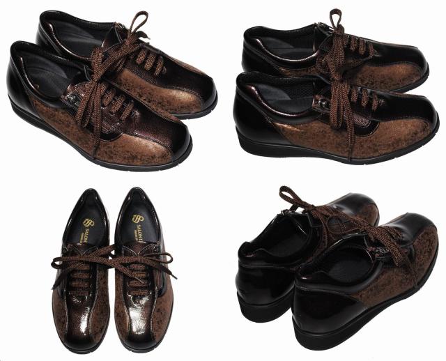 【靴のHOSHIKAWA】  『SALON DE GRES SL5364』 サロンドグレー ダークブラウン 22cm〜24.5cm EEEE レースアップシューズ レディース 本革 外反母趾 コンフォート