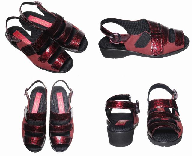 【靴のHOSHIKAWA】  『SALON DE GRES SL368』 サロンドグレー サンダル 21.5cm〜25cm EEEE レディース ワイン コンフォート 前開き 国産 本革