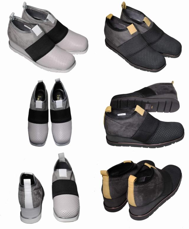 【靴のHOSHIKAWA】  『VITA NOVA 6911』 ヴィタノバ ダークネイビー 22cm〜24.5cm EEE ヌバック 牛革 スリッポン レディース ウェッジソール ストレッチ