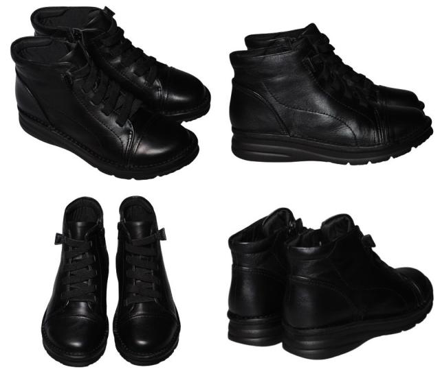 【靴のHOSHIKAWA】  『Yukiko Kimijima 3887』 22cm〜24.5cm EEEE ブラック ショートブーツ レースアップ ファスナー 牛革 秋冬