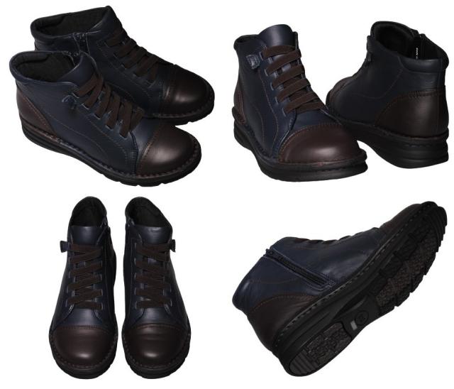 【靴のHOSHIKAWA】  『Yukiko Kimijima 3887』 22cm〜24.5cm EEEE ブラック ショートブーツ レースアップ ファスナー 牛革 秋冬