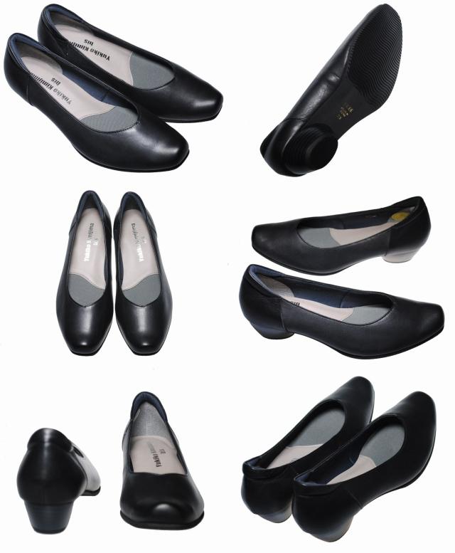 【靴のHOSHIKAWA】  『Yukiko Kimijima 8255』 ユキコキミジマ ブラック 22cm〜24.5cm EEEE パンプス レディース ローヒール フォーマル ビジネス 冠婚葬祭 牛革