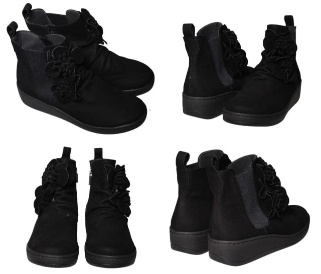 【靴のHOSHIKAWA】  『hatchi 2577』 ハッチ ショートブーツ 22.5cm〜24.5cm レディース 内側ファスナー 厚底 ショート丈 ブーツ 本革 国産 秋冬