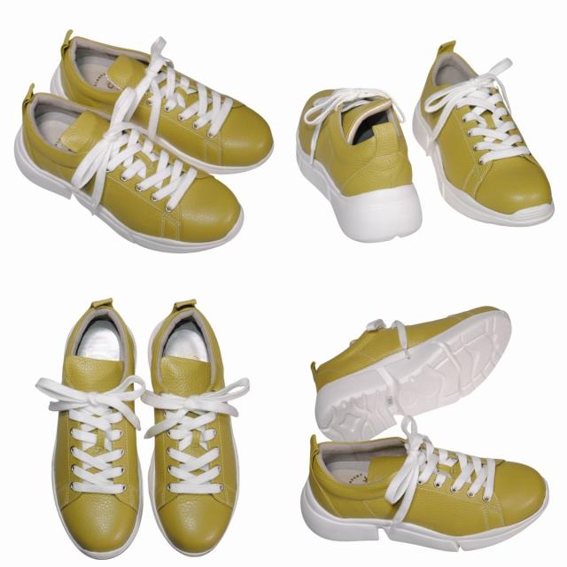 【靴のHOSHIKAWA】  『A-OK 602』 エーオーケー スニーカー 22cm〜24.5cm EEEE オーク レースアップ レディース 低反発クッション 牛革 厚底 幅広 日本製