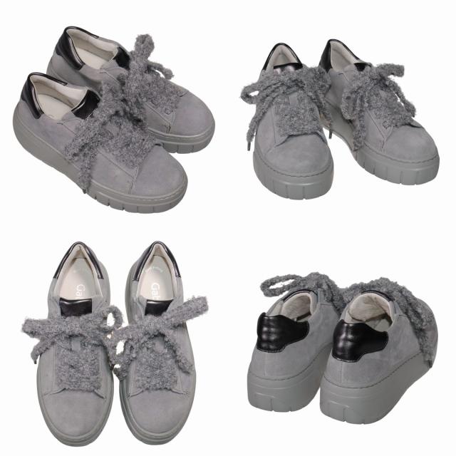 【靴のHOSHIKAWA】  『Gabor 73222』 ガボール レディース 厚底スニーカー 22cm〜25.5cm グレー スロバキア製 マニッシュ レースアップ 天然皮革 厚底 秋冬