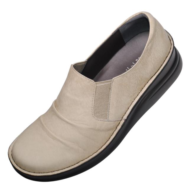 【靴のHOSHIKAWA】  『A-OK 8303』 エーオーケー スリッポン 21.5cm〜25cm EEEE レディース グレー 幅が広い サイドゴア コンフォートシューズ 天然皮革 厚底 日本製