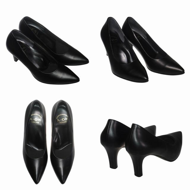 【靴のHOSHIKAWA】  『A-OK 12』 エーオーケー パンプス 21.5cm〜25cm レディース グレートカゲ ポインテッドトゥ カジュアル ヒール 天然皮革 国産