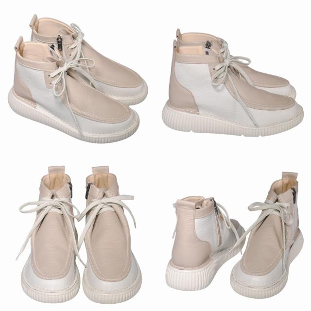 【靴のHOSHIKAWA】  『DONA MISS IP-34』 ドナミス モカシンブーツ 22.5cm〜24.5cm EEEE レディース ブラック ミドル丈 内側ファスナー レースアップ  牛革 日本製 幅広 秋冬