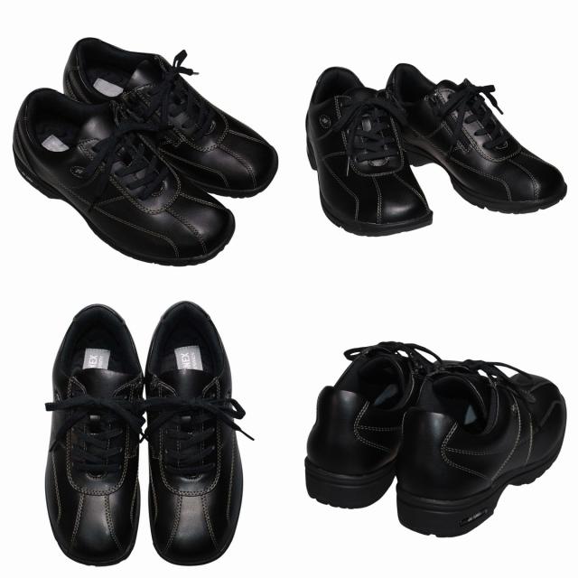 【靴のHOSHIKAWA】  『YONEX SHWLLC41』 ヨネックス スニーカー 22cm〜25cm 3.5E レディース ブラック ウォーキングシューズ ファスナー レースアップ 合皮 撥水 巾広