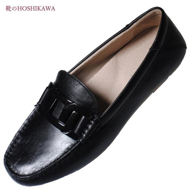 【靴のHOSHIKAWA】  『Dona Miss 10029-1』 21.5cm〜25cm レディース ドナミス ローファー エナメル ホワイト フラット スクエアトウ 低反発クッション 本革