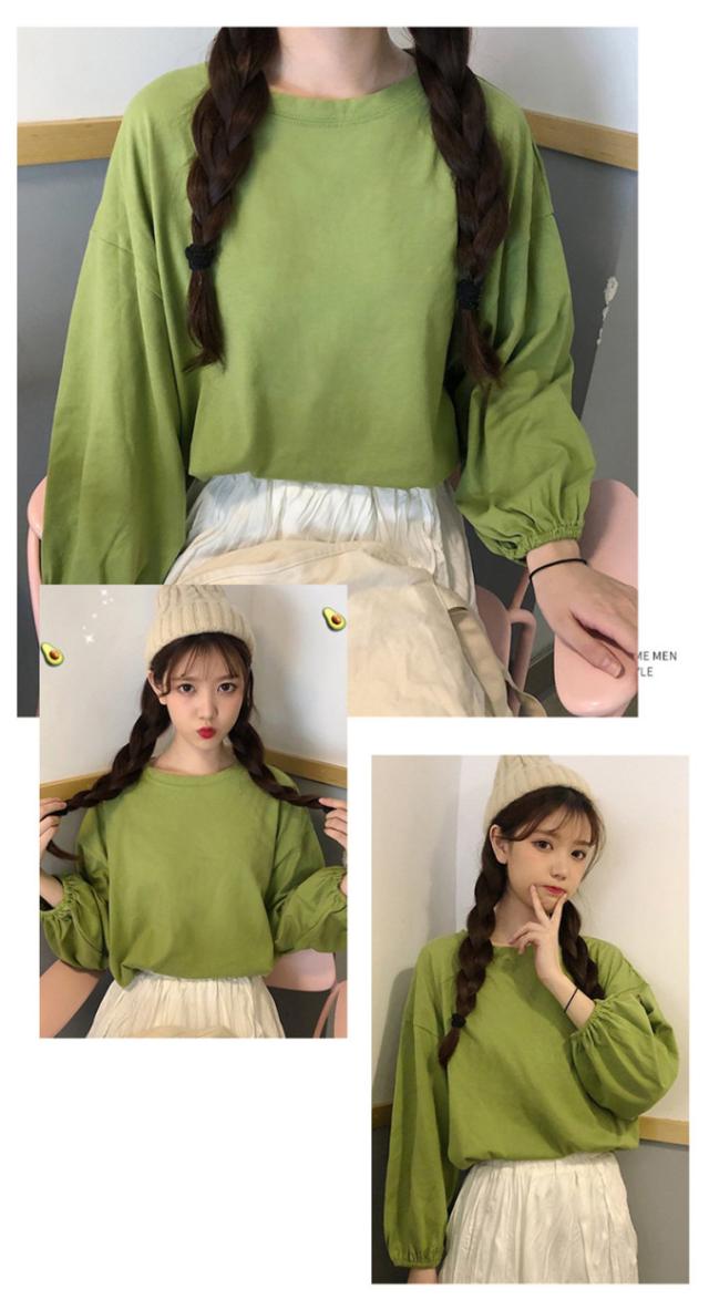 カットソー ロングTシャツ レディース ゆったり ラウンドカット トップス  クルーネック 長袖 ボリューム袖 やわらか 無地 上品 着痩せ カットソー ロングTシャツ レディース ゆったり ラウンドカット