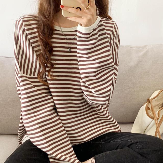 カットソー ロングTシャツ レディース ゆったり ラウンドカット トップス クルーネック ロンT 長袖 ボーダー やわらか 無地 着痩せ カットソー ロングTシャツ レディース ゆったり ラウンドカット