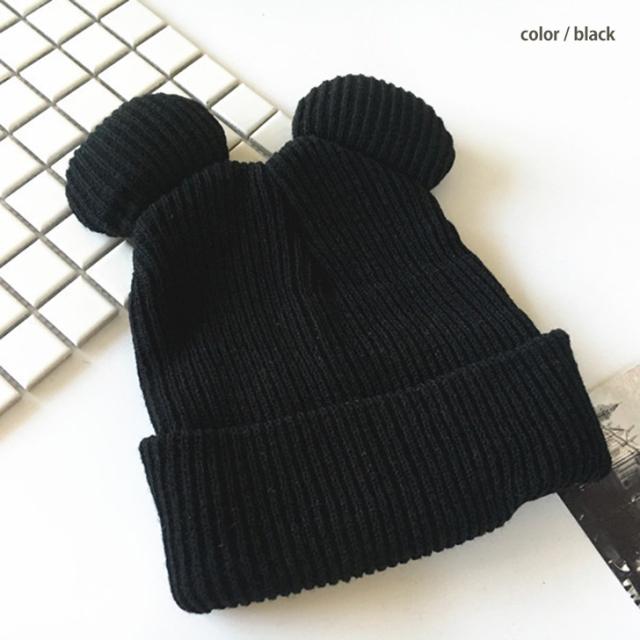yo biotop ニット帽 リブ編み 黒 ビーニー帽子 yo biotop ニット帽 リブ編み 黒 ビーニー帽子