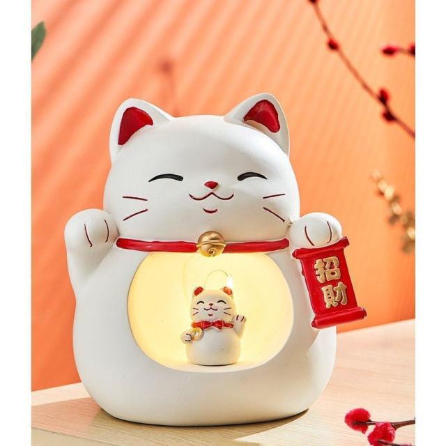 招き猫 置物 両手上げ 商売繁盛 風水 金運 開運 両手 開店祝い
