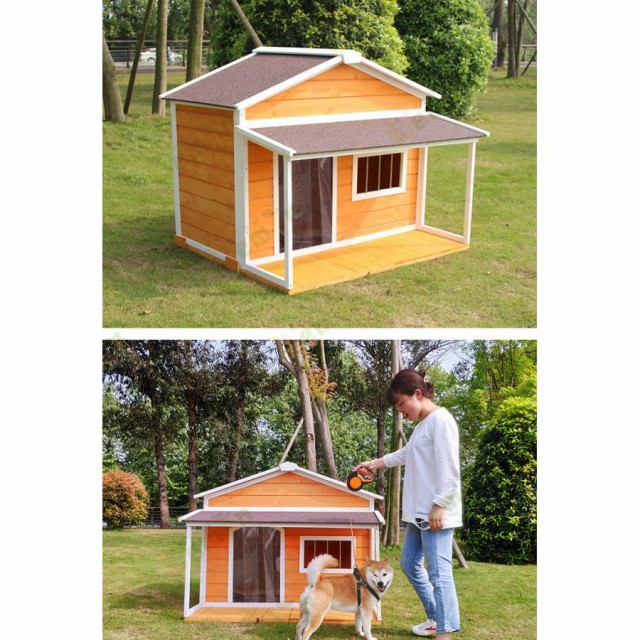 犬小屋 ドッグハウス 室外 ペットハウス 屋外 木製 大型犬用 超大型犬用 犬小屋 ホームタウン ドッグ おしゃれな犬寮 犬屋 テラス｜au PAY  マーケット